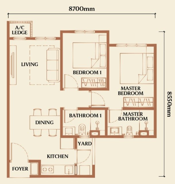 Type D1 floor plan