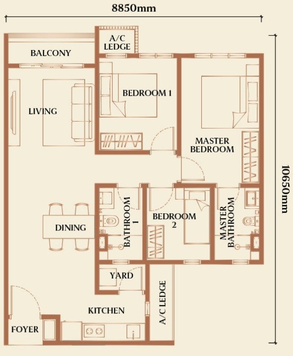 Type E1 floor plan