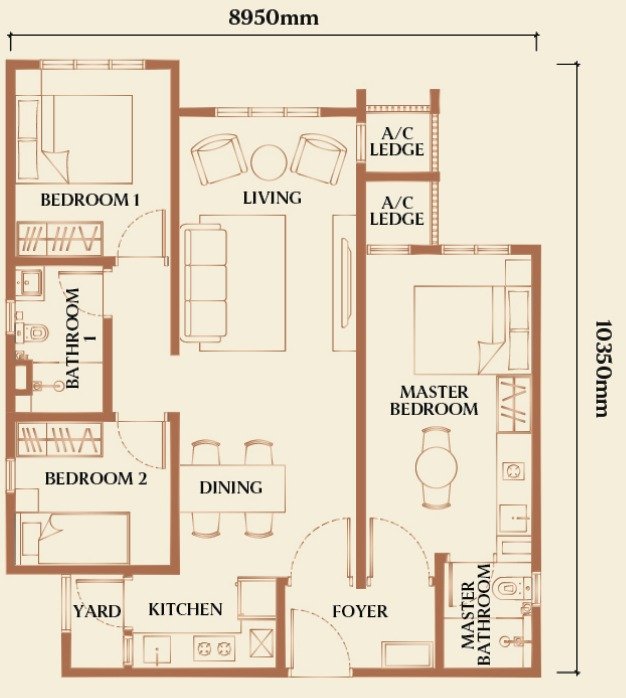 Type F2 dual-key floor plan